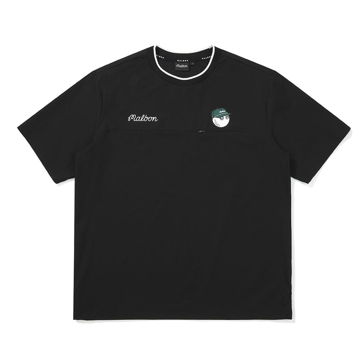 말본 골프(MALBON GOLF) 넥 티핑 포인트 반팔 피스테 BLACK (MAN)