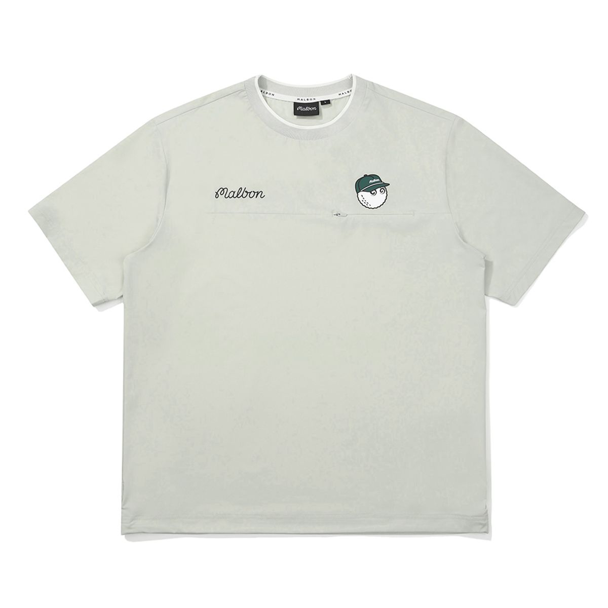 말본 골프(MALBON GOLF) 넥 티핑 포인트 반팔 피스테 GREYISH BEIGE (MAN)