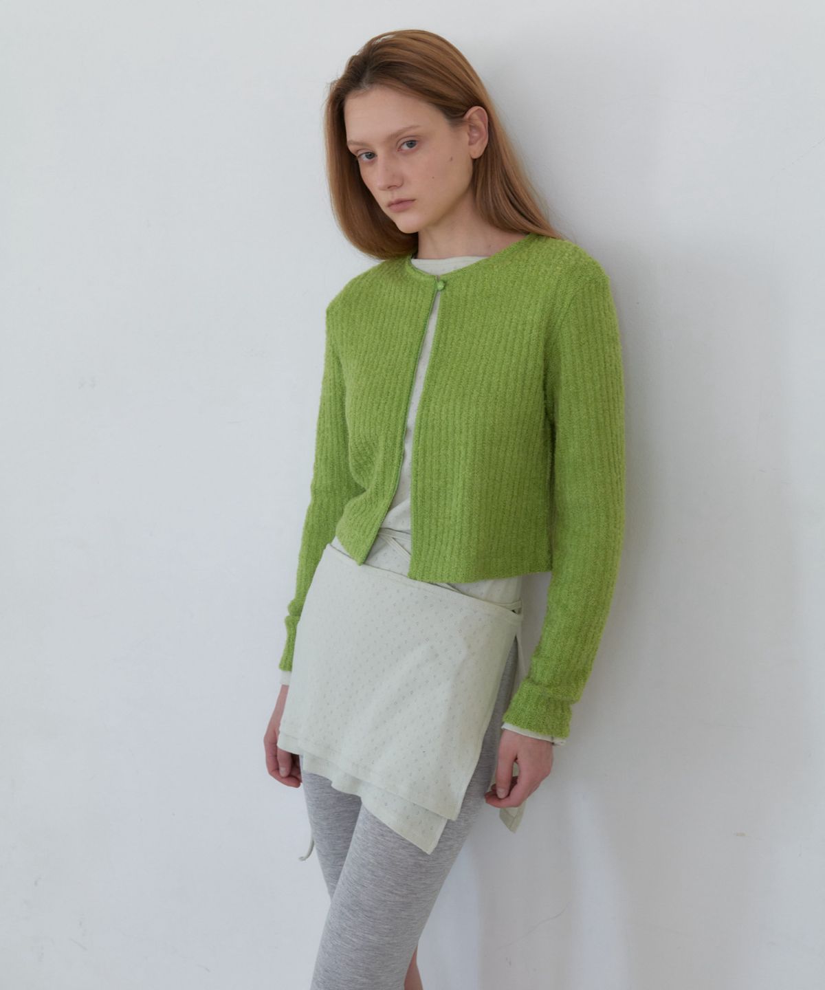 앤테(AENTE) Button Lace Point Cardihan- Light Green