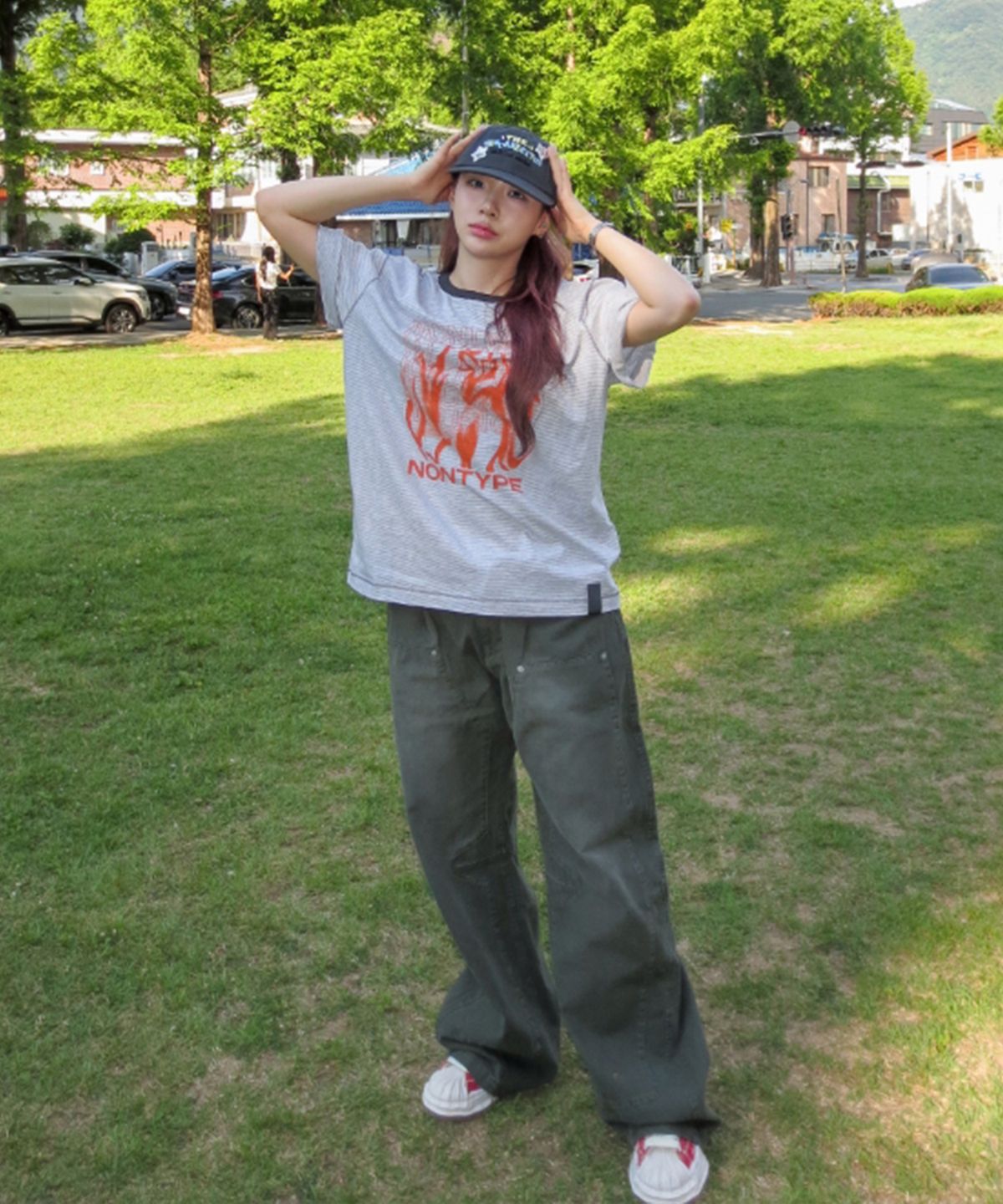 논타입(NONTYPE) VINTAGE WASH CARPENTER CURVED PANTS(KHAKI)