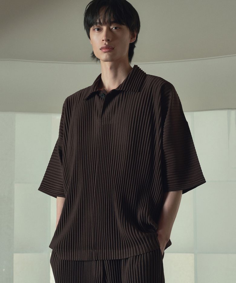 Yoyogi Pleats Polo (Brown) TNTS6E212W2