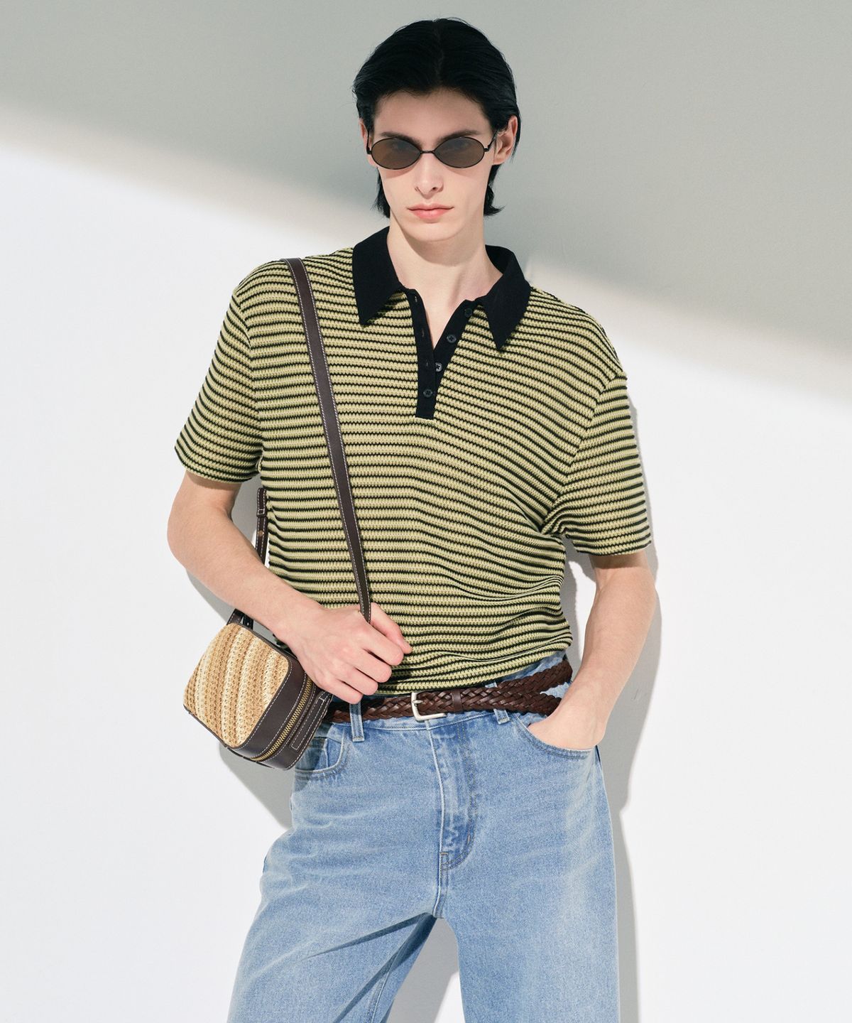 티엔지티(TNGT) Crochet Striped Polo (Light Green) TNTS6E208E2