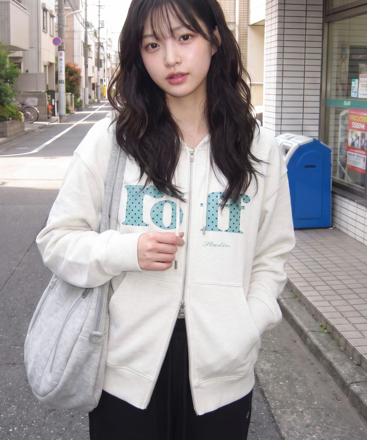 랜덤오프(RANDOMOFF) ROFF TYPE PLAY SPACE DOT OVER FIT 2-WAY ZIP-UP White(Mint)