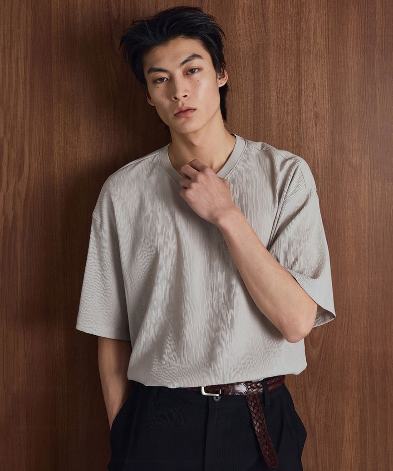 Kinoshita Seersucker Tee (Light Beige) TNTS6E200I2