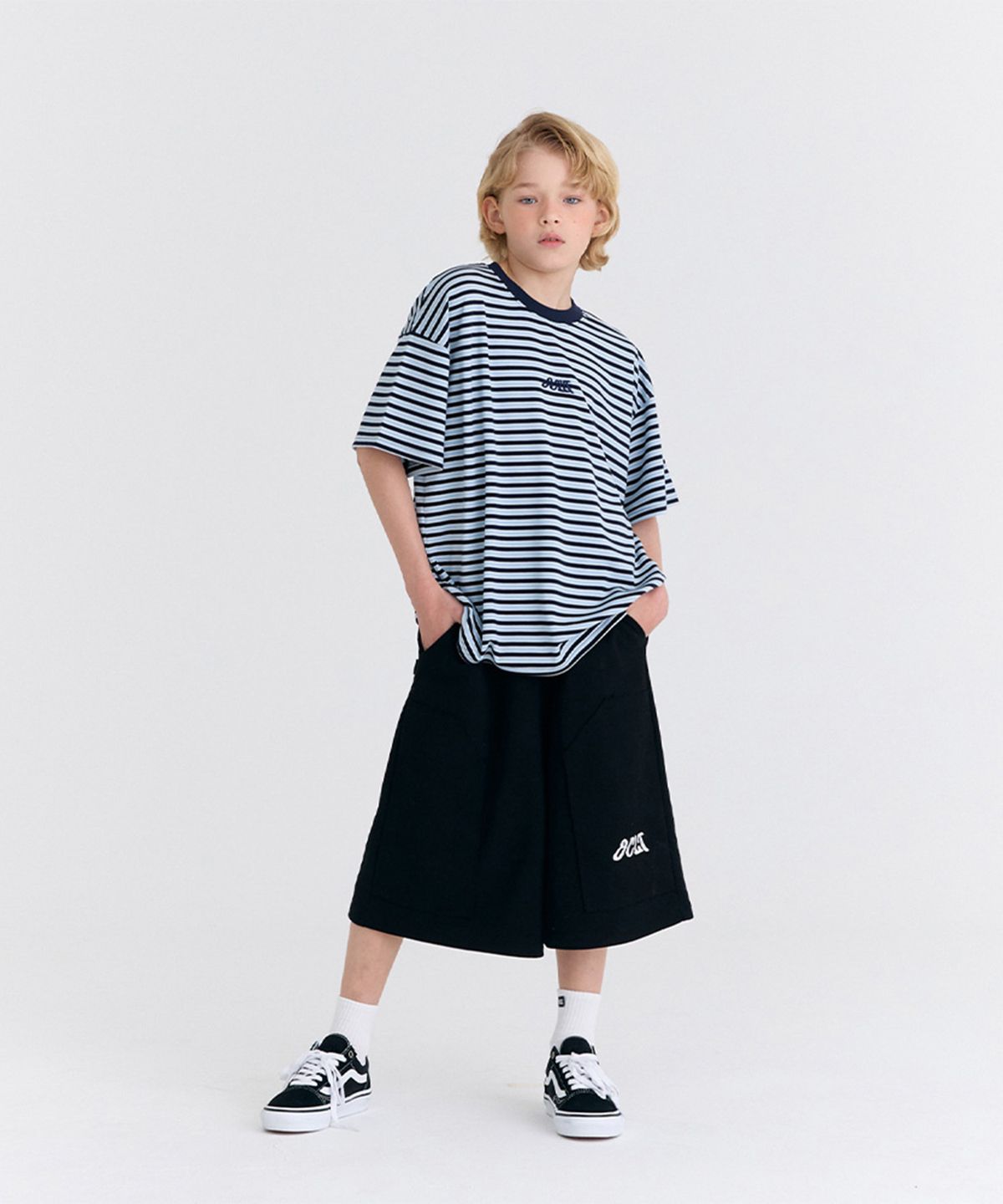 오실롯 주니어(OCELOT JUNIOR) [SET] G3F14 와이드 데일리버뮤다 셋업 (네이비/블랙)