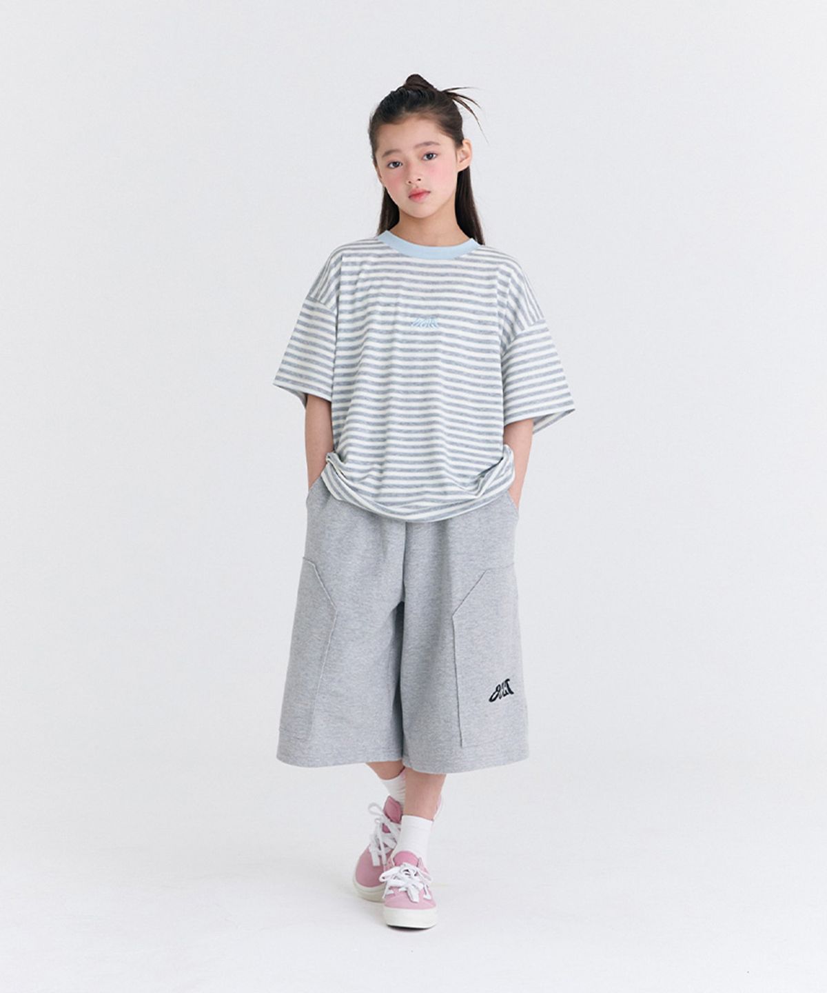 오실롯 주니어(OCELOT JUNIOR) [SET] G3F14 와이드 데일리버뮤다 셋업 (블루그레이/그레이)
