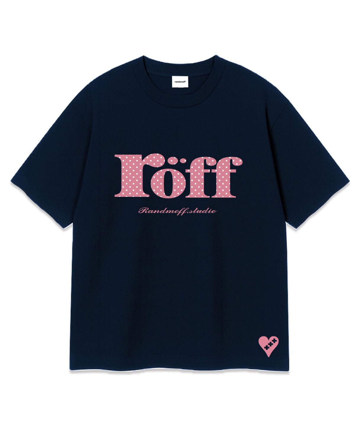랜덤오프(RANDOMOFF) RÖFF TYPE PLAY DOT OVER FIT T-SHIRT Navy(Candy)