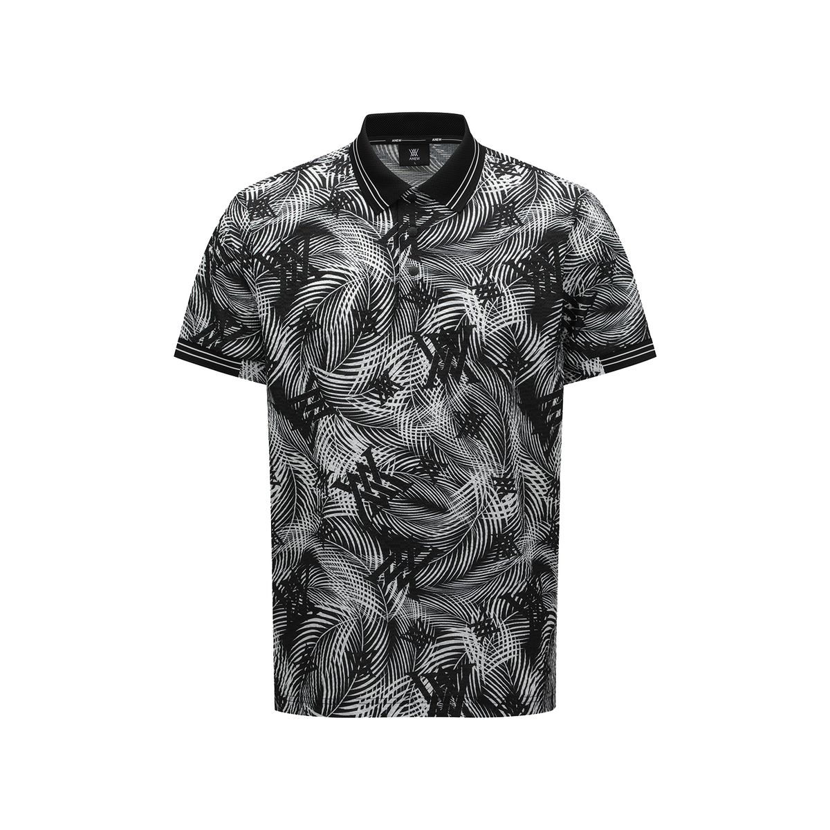어뉴골프(ANEW GOLF) MEN SM TROPICAL PATTERN SHORT T-SHIRT_BK