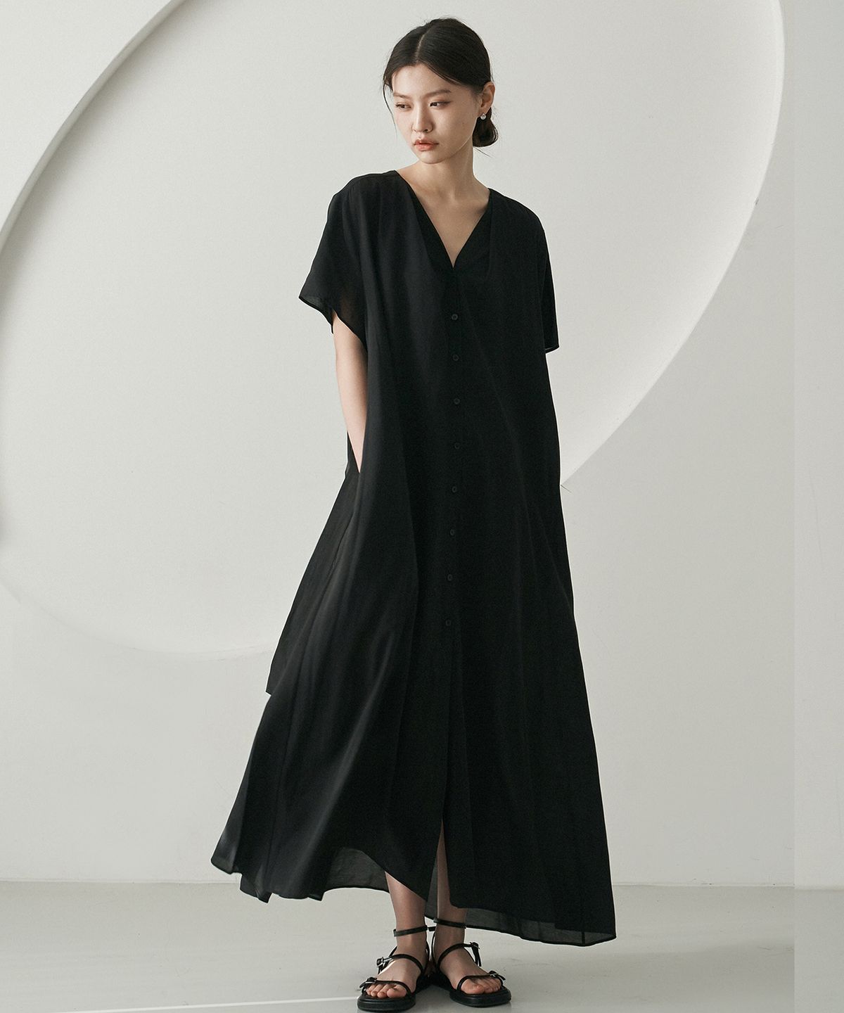 디자인오월(DESIGNOWOL) 로브롱 원피스_블랙