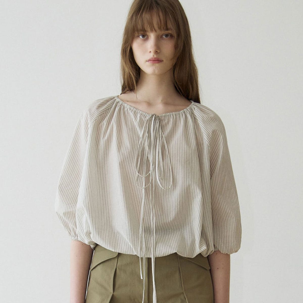 퍼블리카엑스(PUBLICKA X) NOVA SHIRRED BLOUSE IVORY
