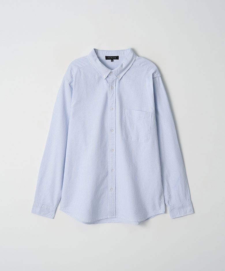 JN136 Oxford Stripe Button Down Shirt - LIGHT BLUE