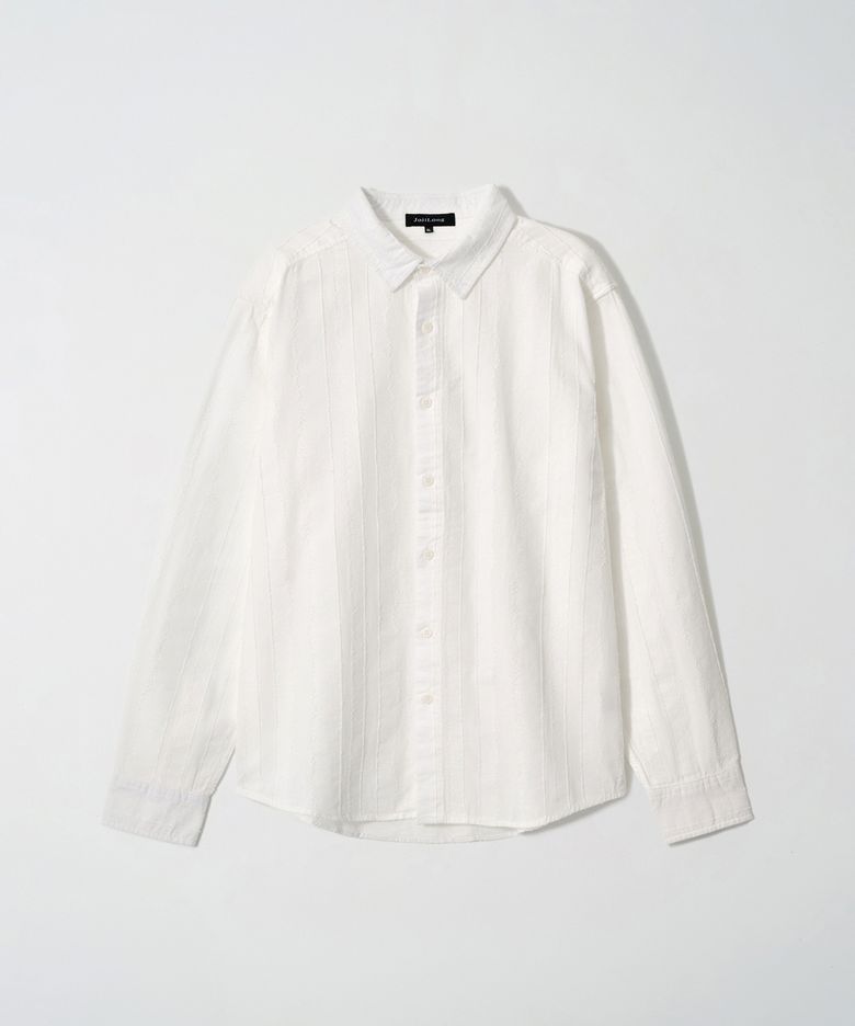 JN138 Minimal Jacquard Stripe Shirt - WHITE