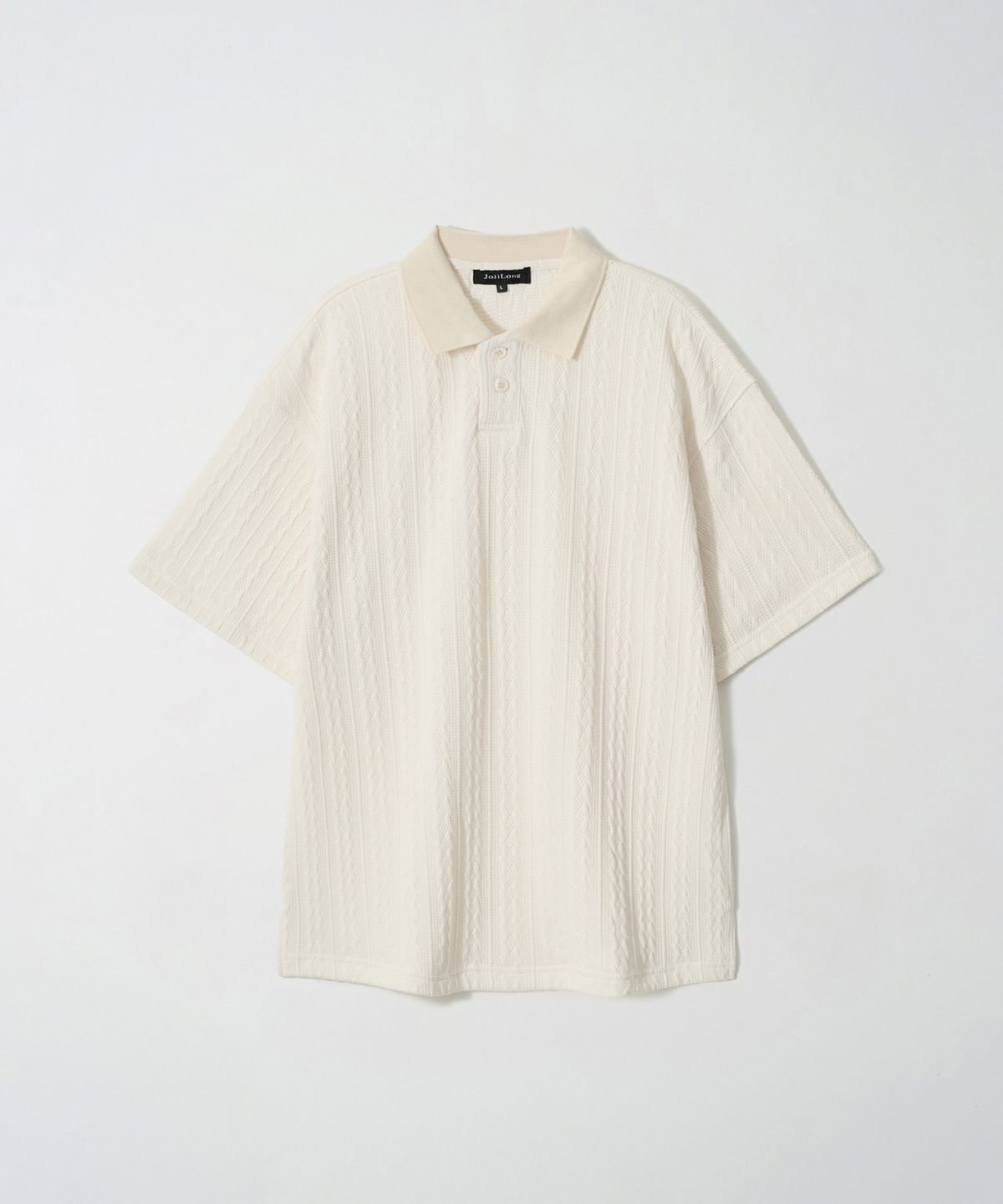 조질롱(JOJILONG) JN151 Quiet Cable Knit Polo Half Tee - CREAM