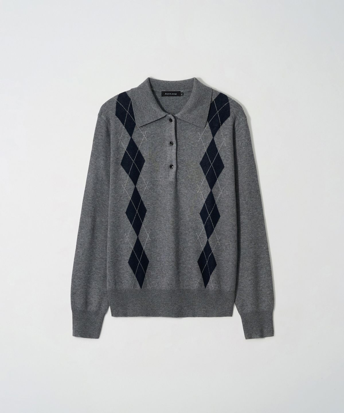 조질롱(JOJILONG) JN154 Classic Argyle Collar Knit - GREY