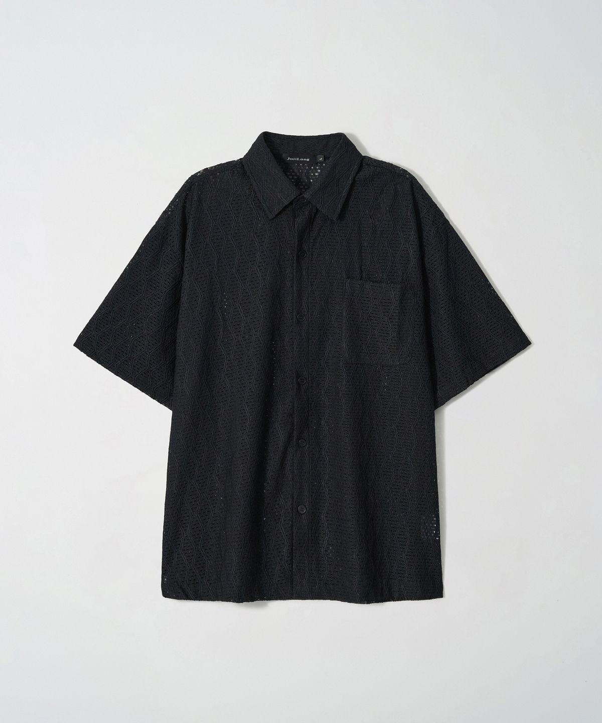 조질롱(JOJILONG) JN163 Wave Texture Air Half Shirt - BLACK