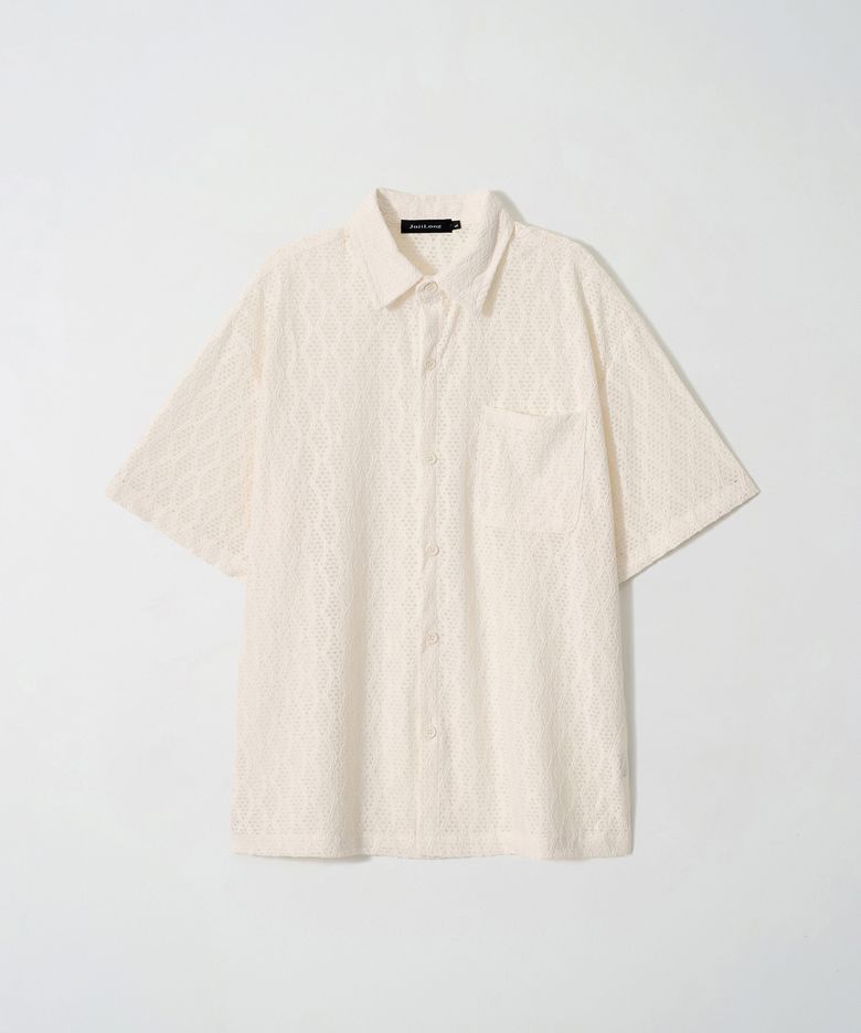JN163 Wave Texture Air Half Shirt - CREAM