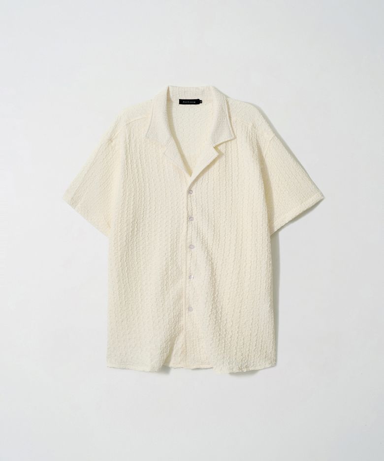 JN165 Soft Seersucker Open Collar Shirt - IVORY