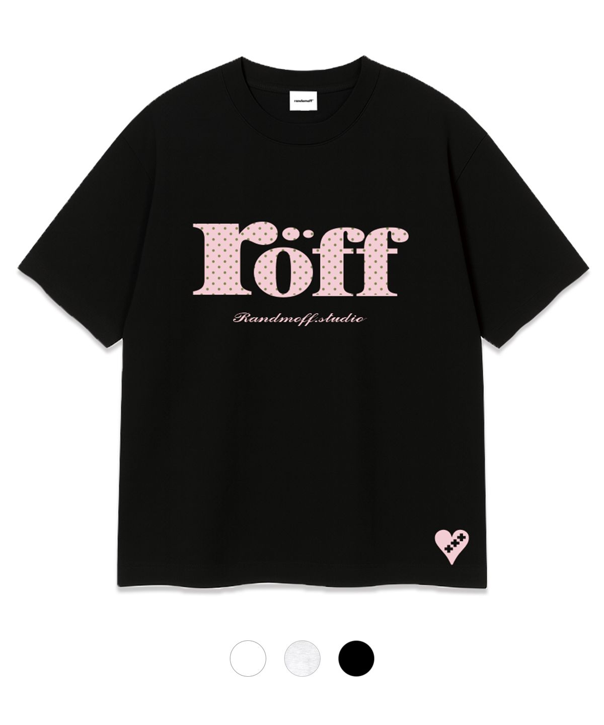 랜덤오프(RANDOMOFF) RÖFF TYPE PLAY DOT OVER FIT T-SHIRT [LIGHT PINK] (3color)