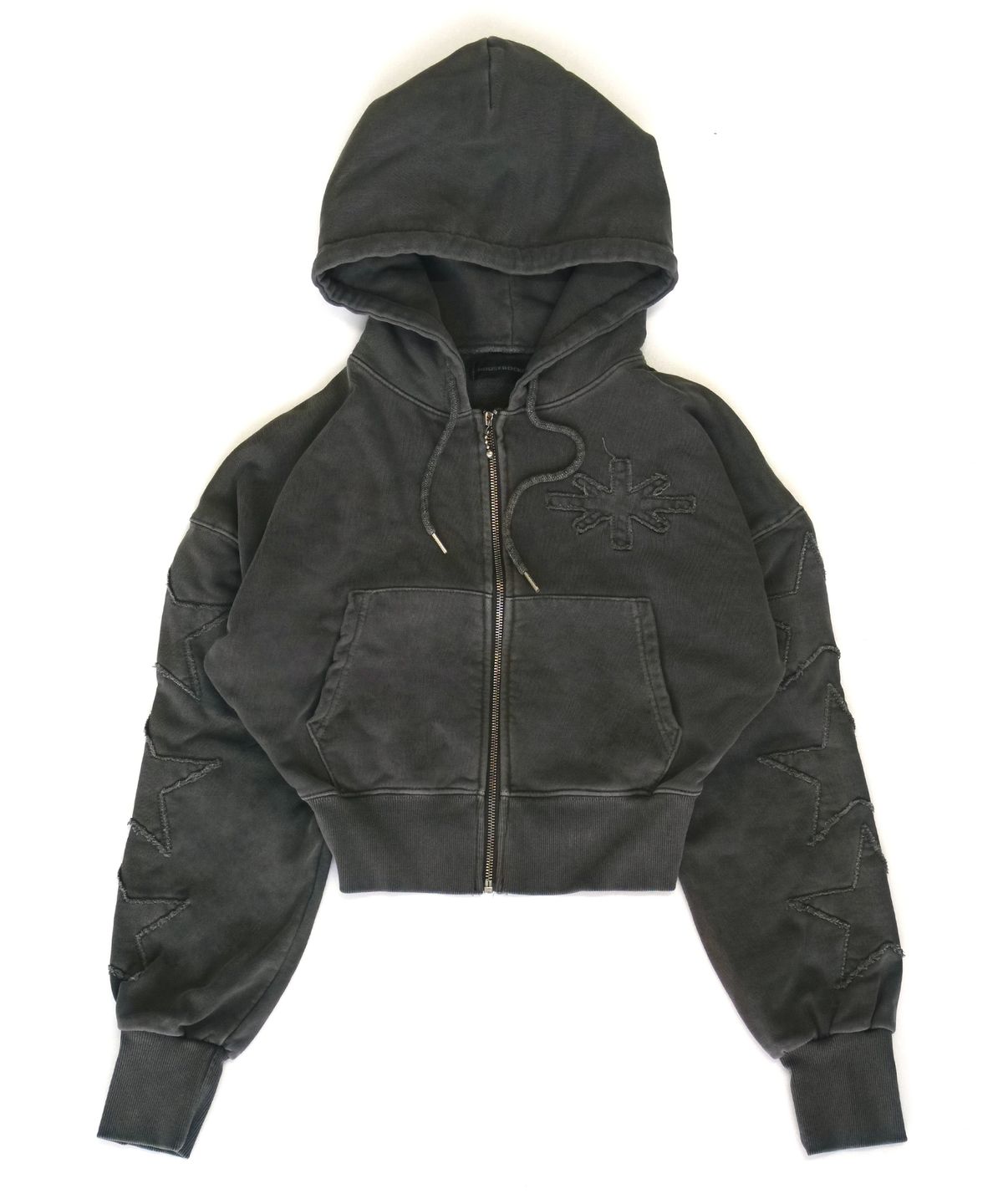하우스 락 클럽(HOUSE ROCK CLUB) LES PAUL PIGMENT CROPPED ZIP-UP HOODIE - CHARCOAL