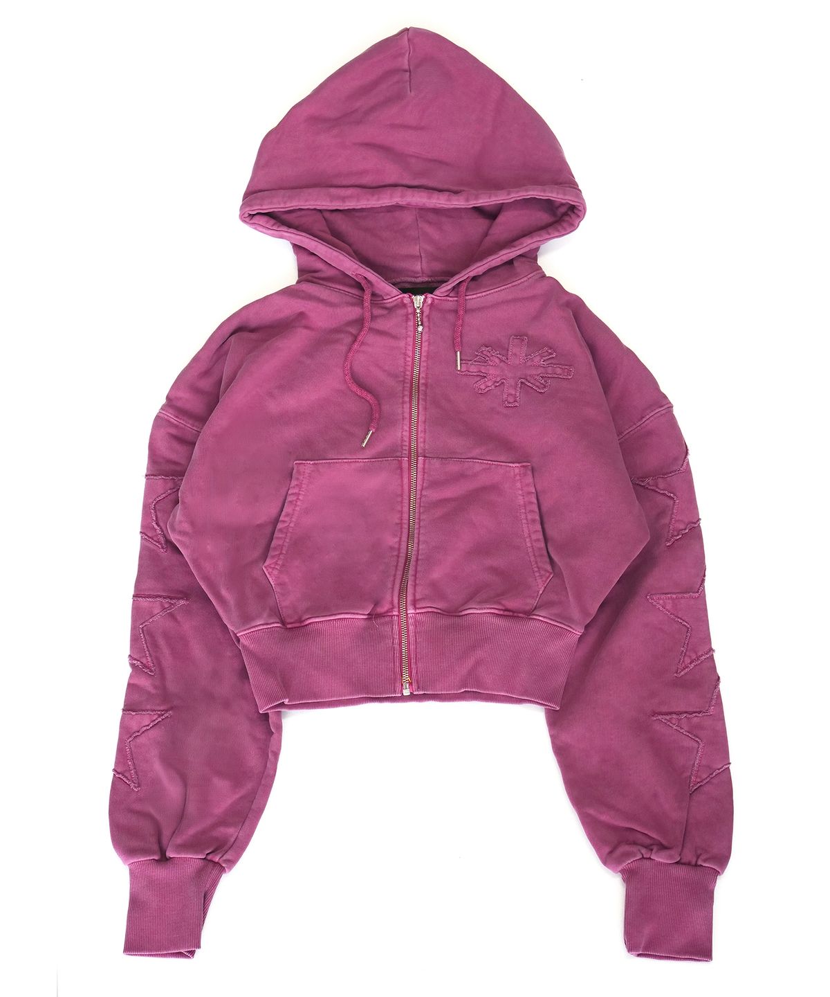 하우스 락 클럽(HOUSE ROCK CLUB) LES PAUL PIGMENT CROPPED ZIP-UP HOODIE - PINK