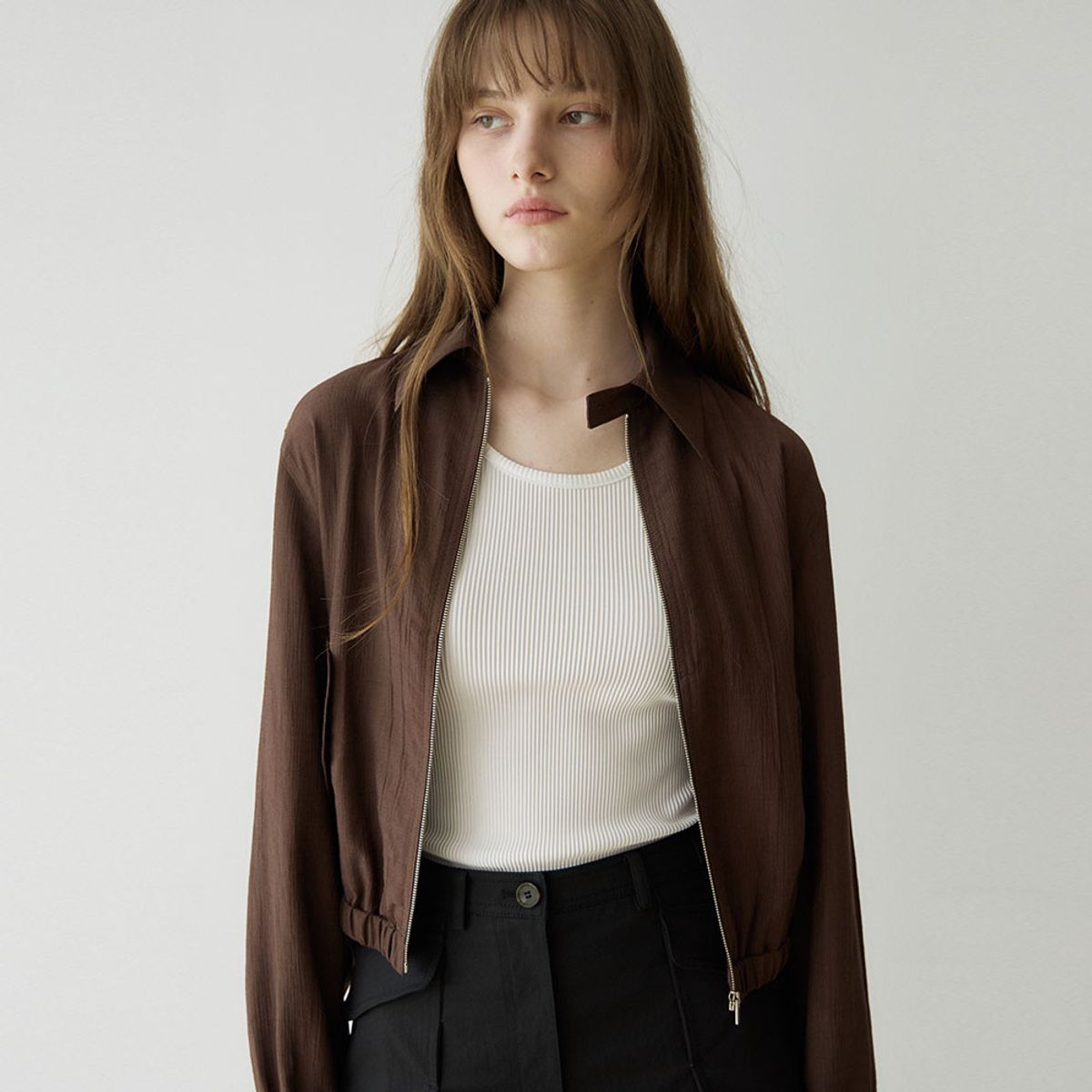 퍼블리카엑스(PUBLICKA X) LANDO BLOUSON ZIP-UP SHIRT BROWN