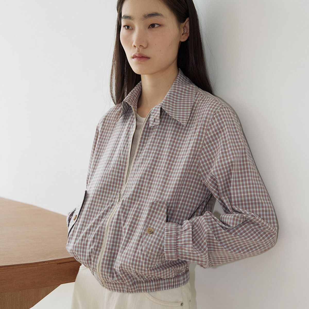퍼블리카엑스(PUBLICKA X) LANDO BLOUSON ZIP-UP SHIRT CHECK BLUE