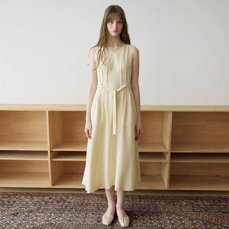 NOMAD TUCK DRESS LEMON YELLOW