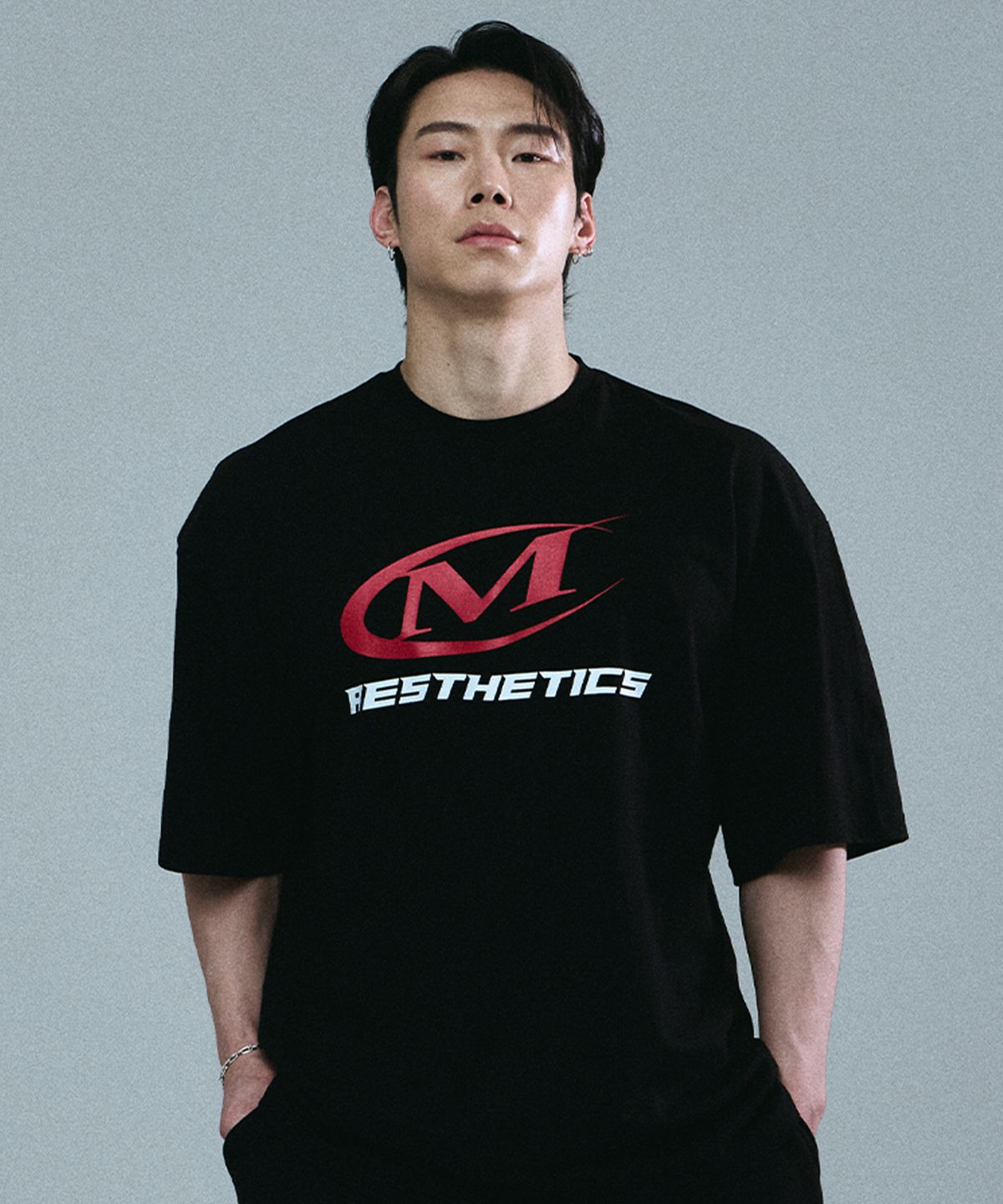 미학(MIHAK) 심볼 빅 로고 오버핏 티셔츠 (BLACK)