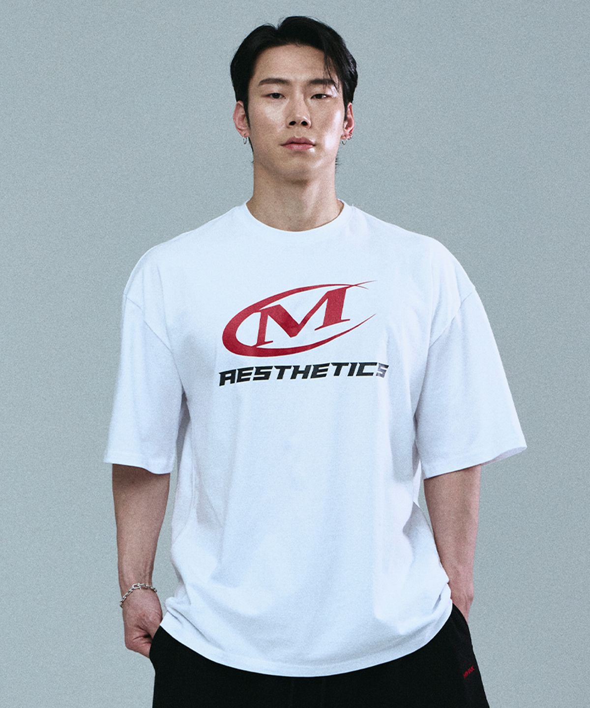 미학(MIHAK) 심볼 빅 로고 오버핏 티셔츠 (WHITE)