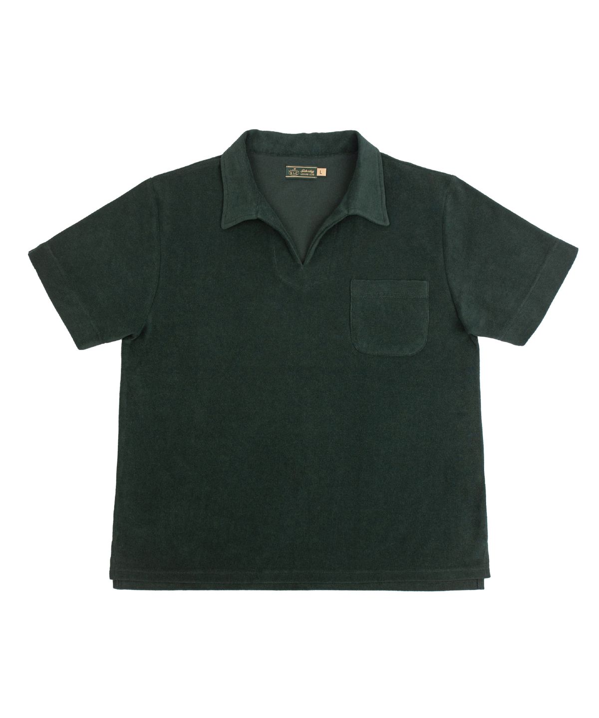 세러데이 레저 클럽(SATURDAY LEISURE CLUB) Leisure Terry Open Collar Polo Shirt - British Racing Green