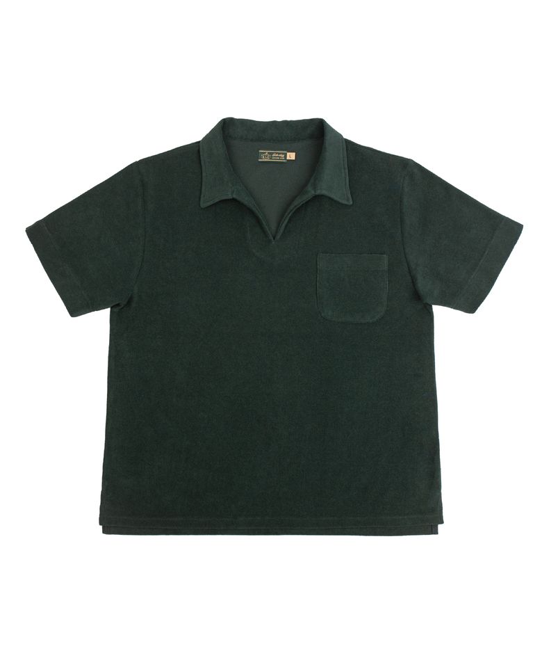 Leisure Terry Open Collar Polo Shirt - British Racing Green