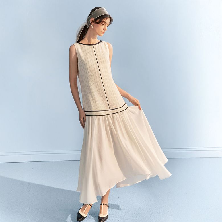 YY_One-line black white dress