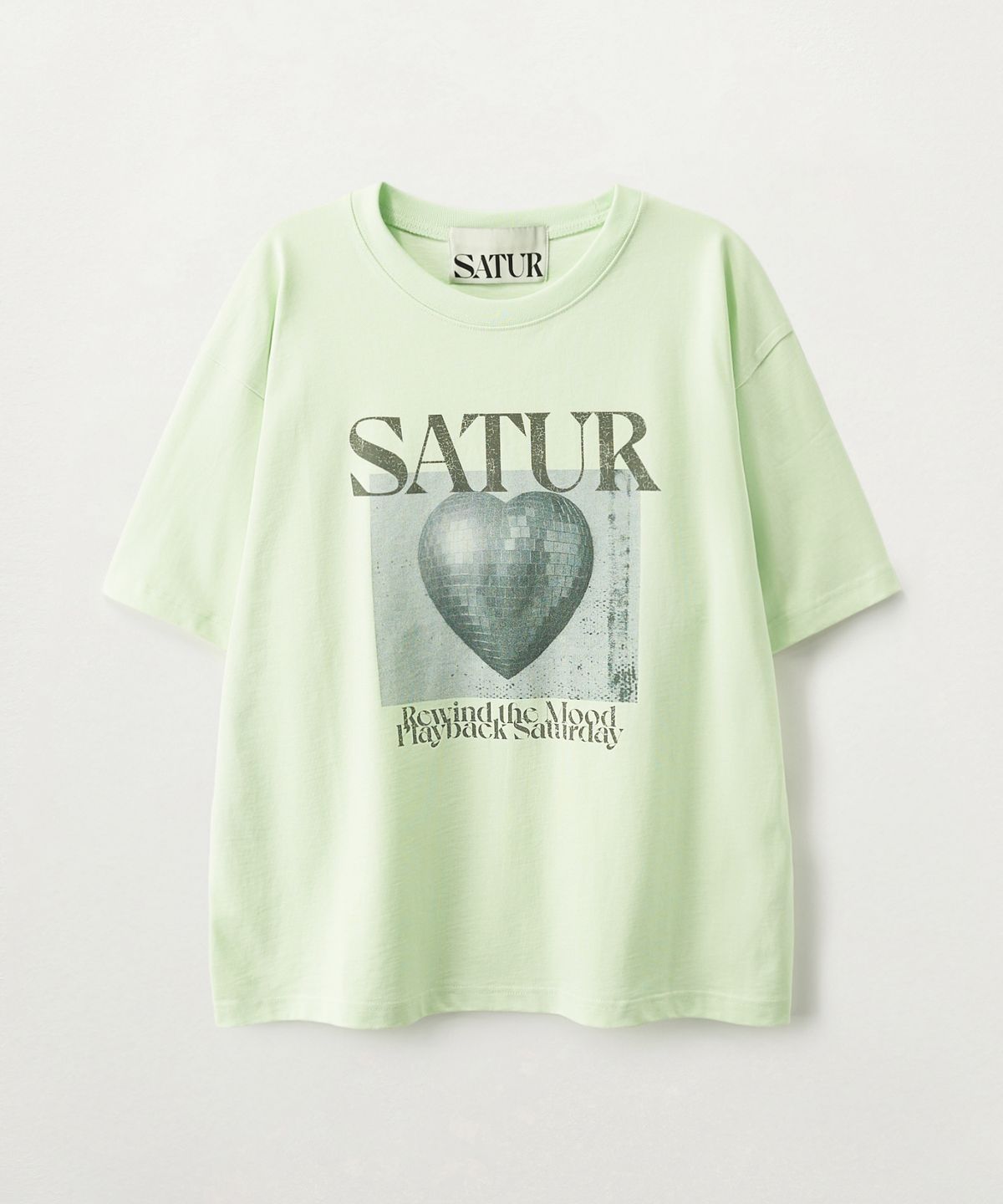 세터(SATUR) 미러볼 그래픽 반팔 티셔츠 라이트 그린
