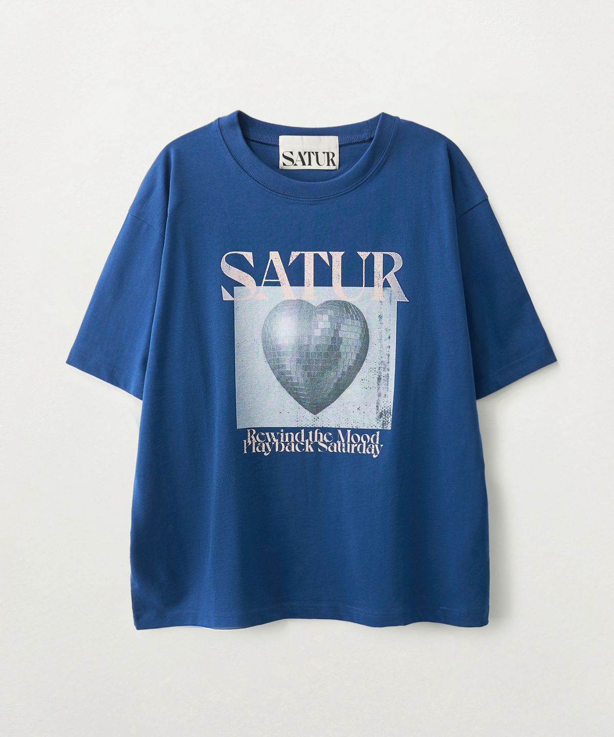 세터(SATUR) 미러볼 그래픽 반팔 티셔츠 블루