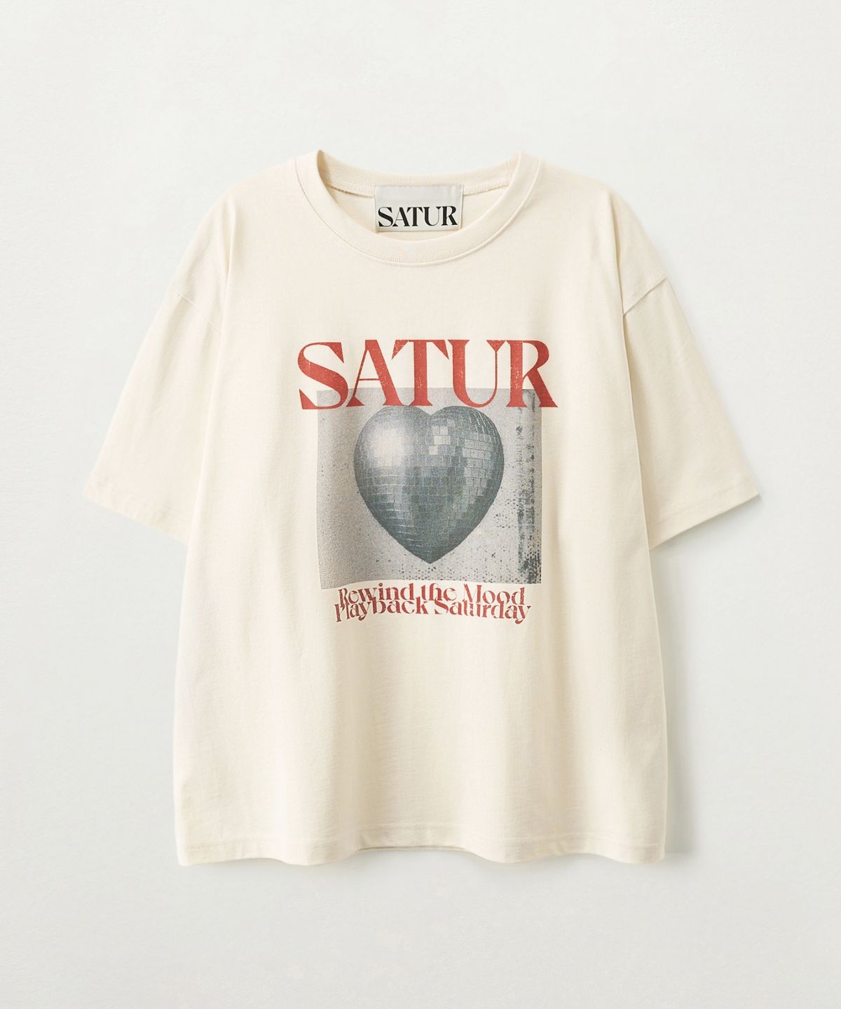 세터(SATUR) 미러볼 그래픽 반팔 티셔츠 크림
