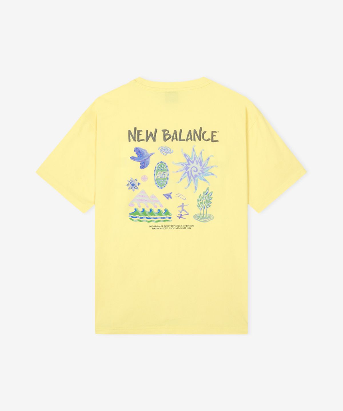 뉴발란스(NEW BALANCE) NBNEG31643 / UNI 써니 레이니 일러스트 반팔티 (YELLOW)