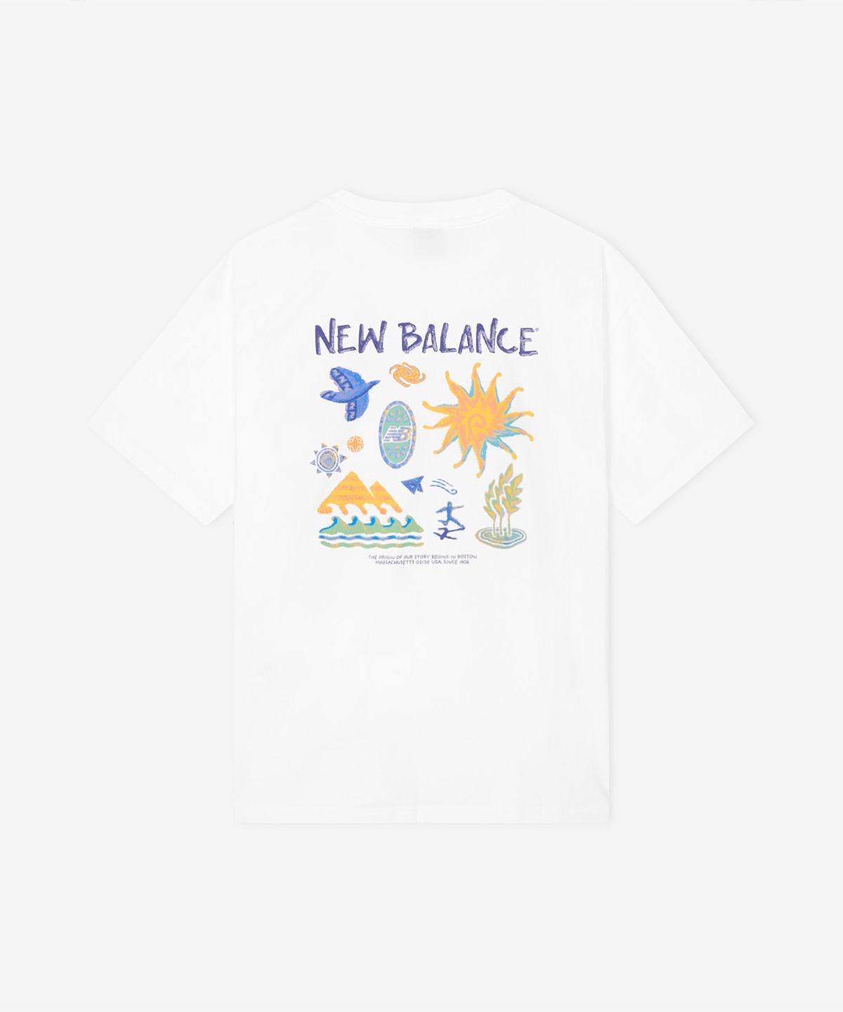 뉴발란스(NEW BALANCE) NBNEG31643 / UNI 써니 레이니 일러스트 반팔티 (WHITE)