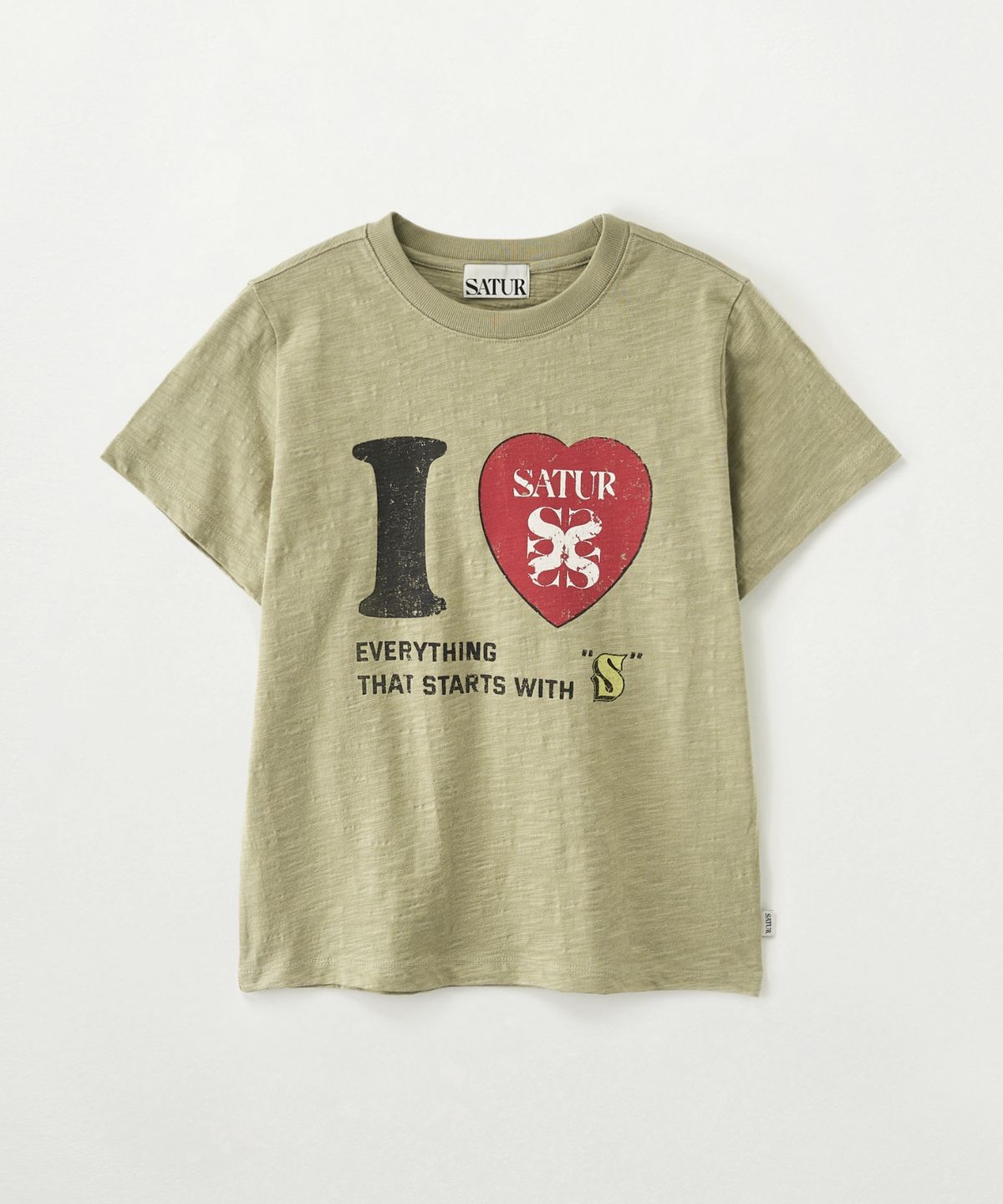 세터(SATUR) (W) I LOVE 슬럽 반팔 티셔츠 카키
