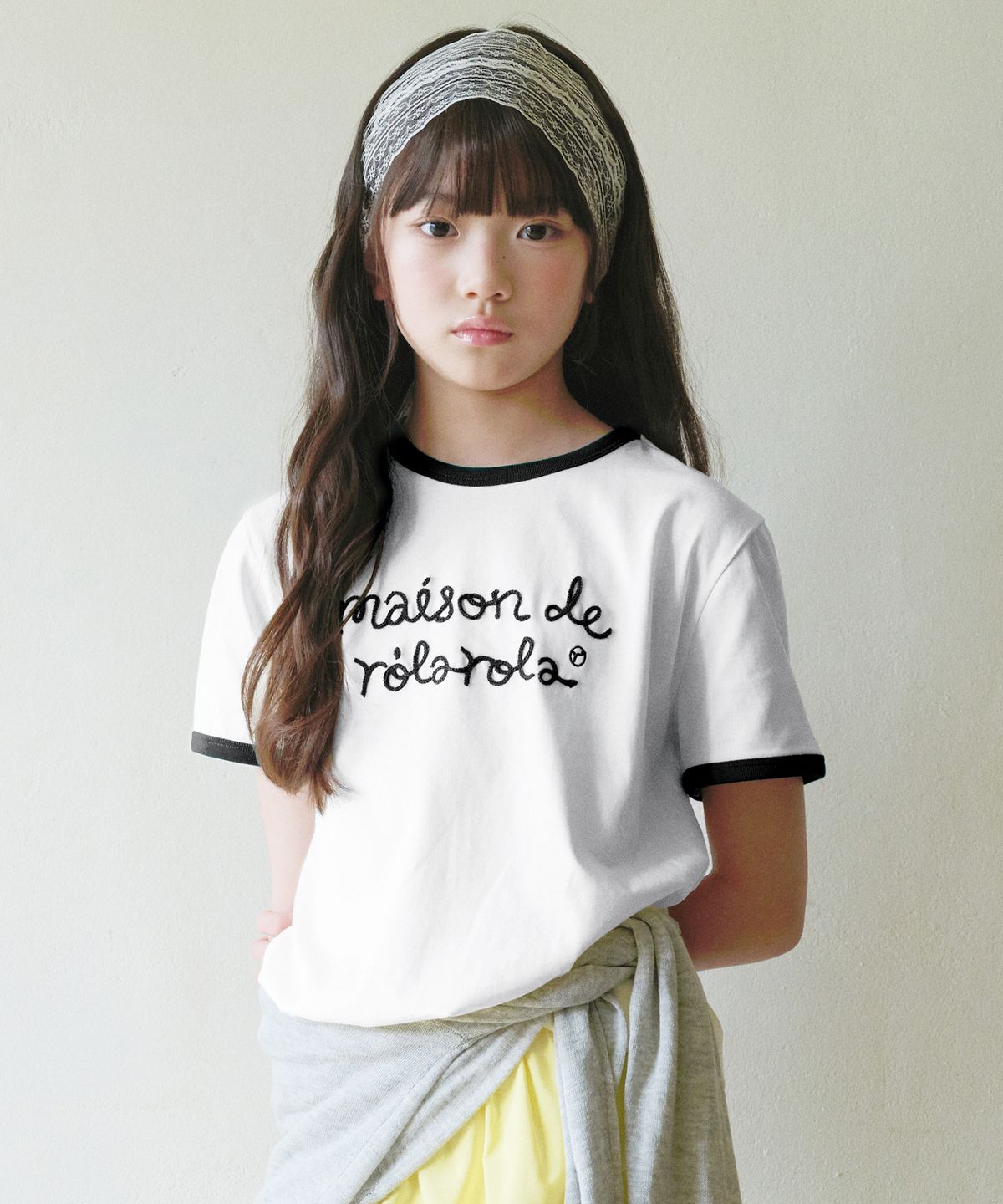 로라로라(ROLAROLA) KIDS MAISON DE ROLA RINGER T-SHIRT WH+BK
