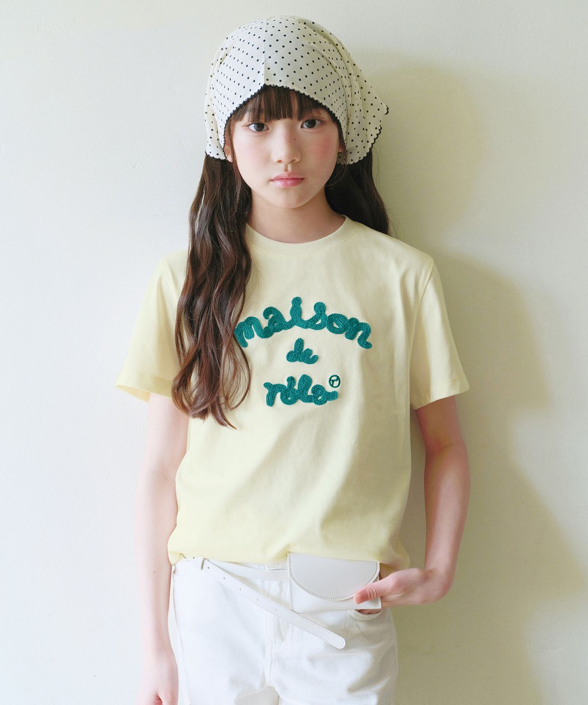 로라로라(ROLAROLA) KIDS MAISON DE ROLA EMBROIDERY T-SHIRT BUTTER