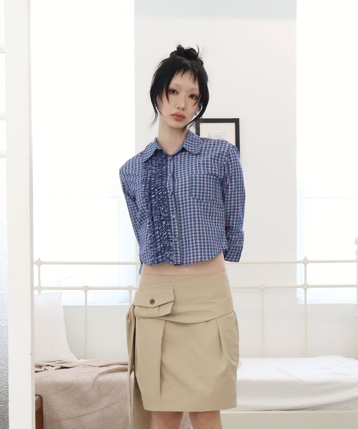 키코지(KIKOZY) 가든 러플 셔츠 블루