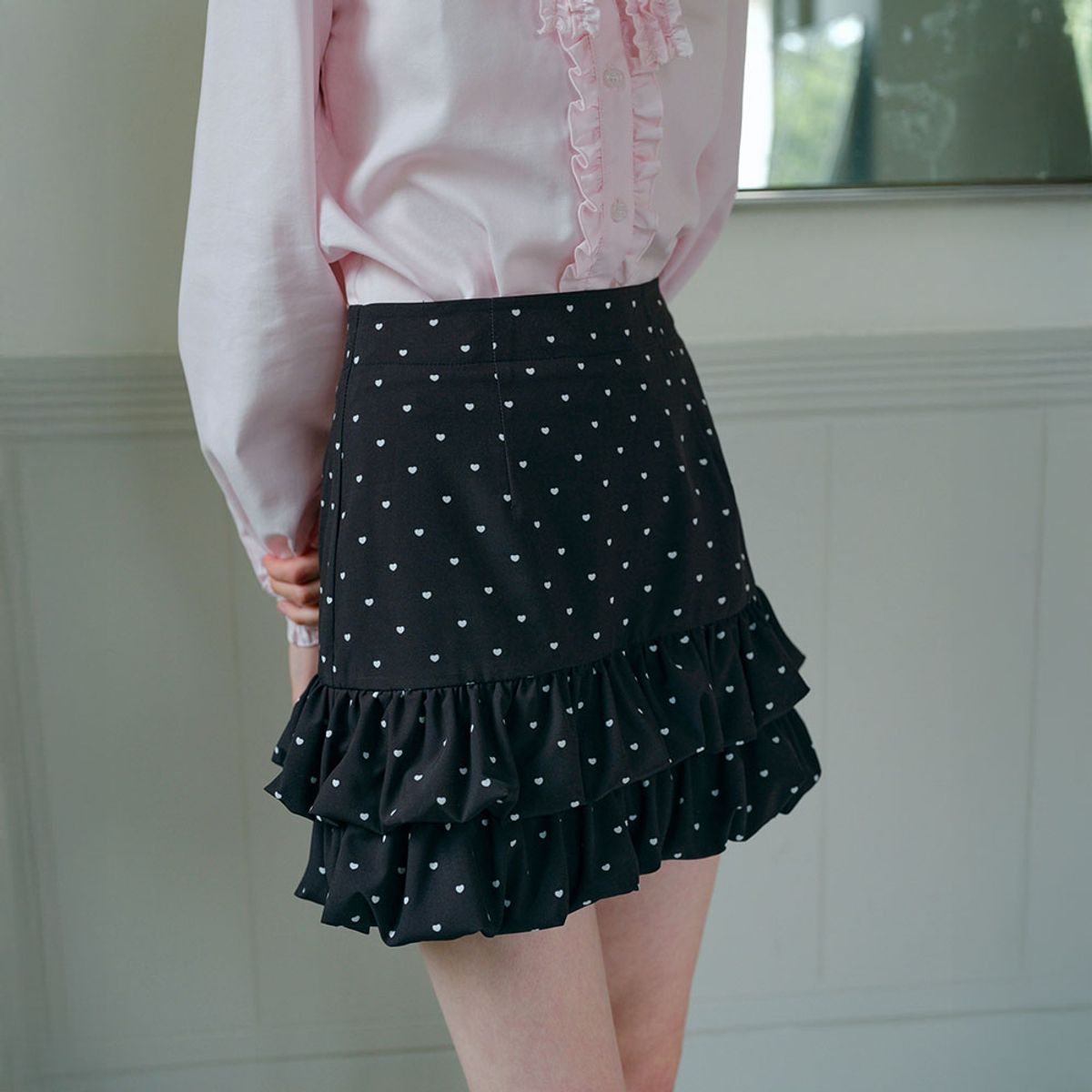 쎄무아듀(CEST MOIDEW) Cest_Heart pattern ruffle skirt