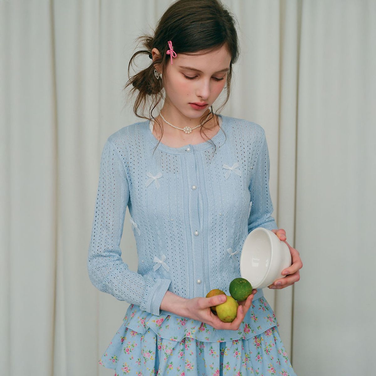 쎄무아듀(CEST MOIDEW) Cest_Bow pearl button cardigan