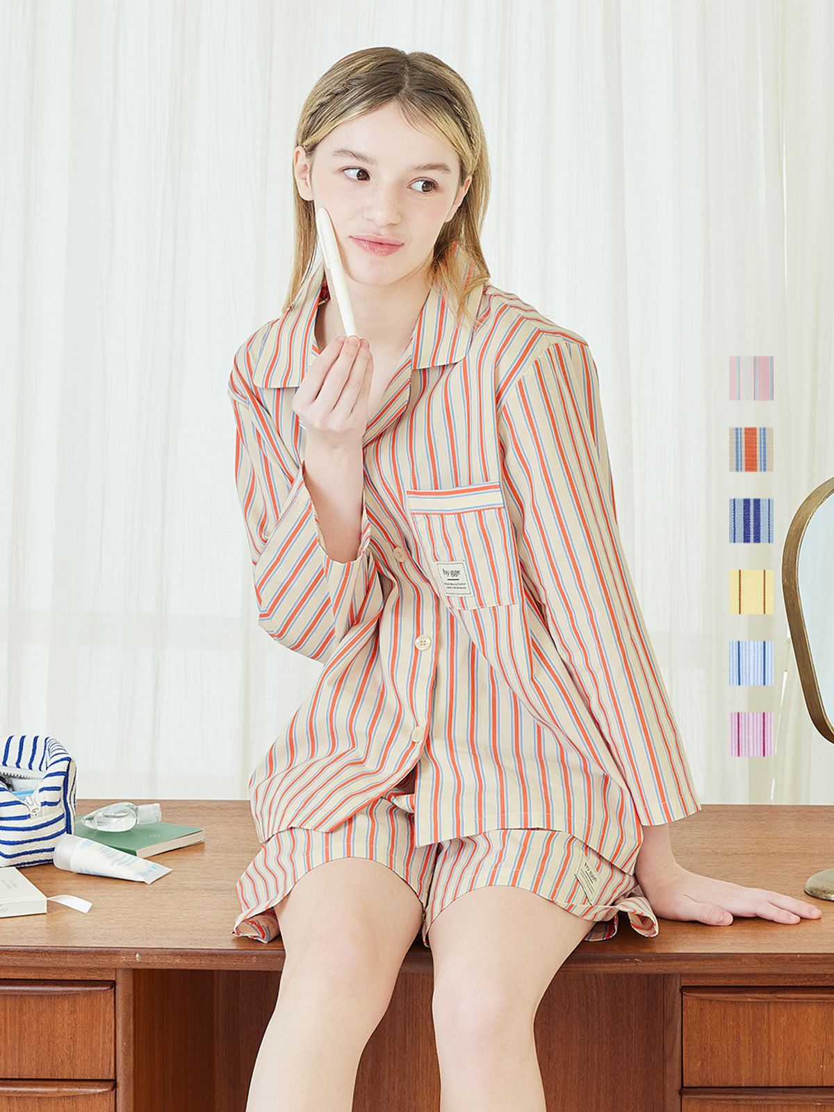 휘게 언더웨어(HYGGE UNDERWEAR) 소프트 스트라이프 파자마 세트 - 6Colors
