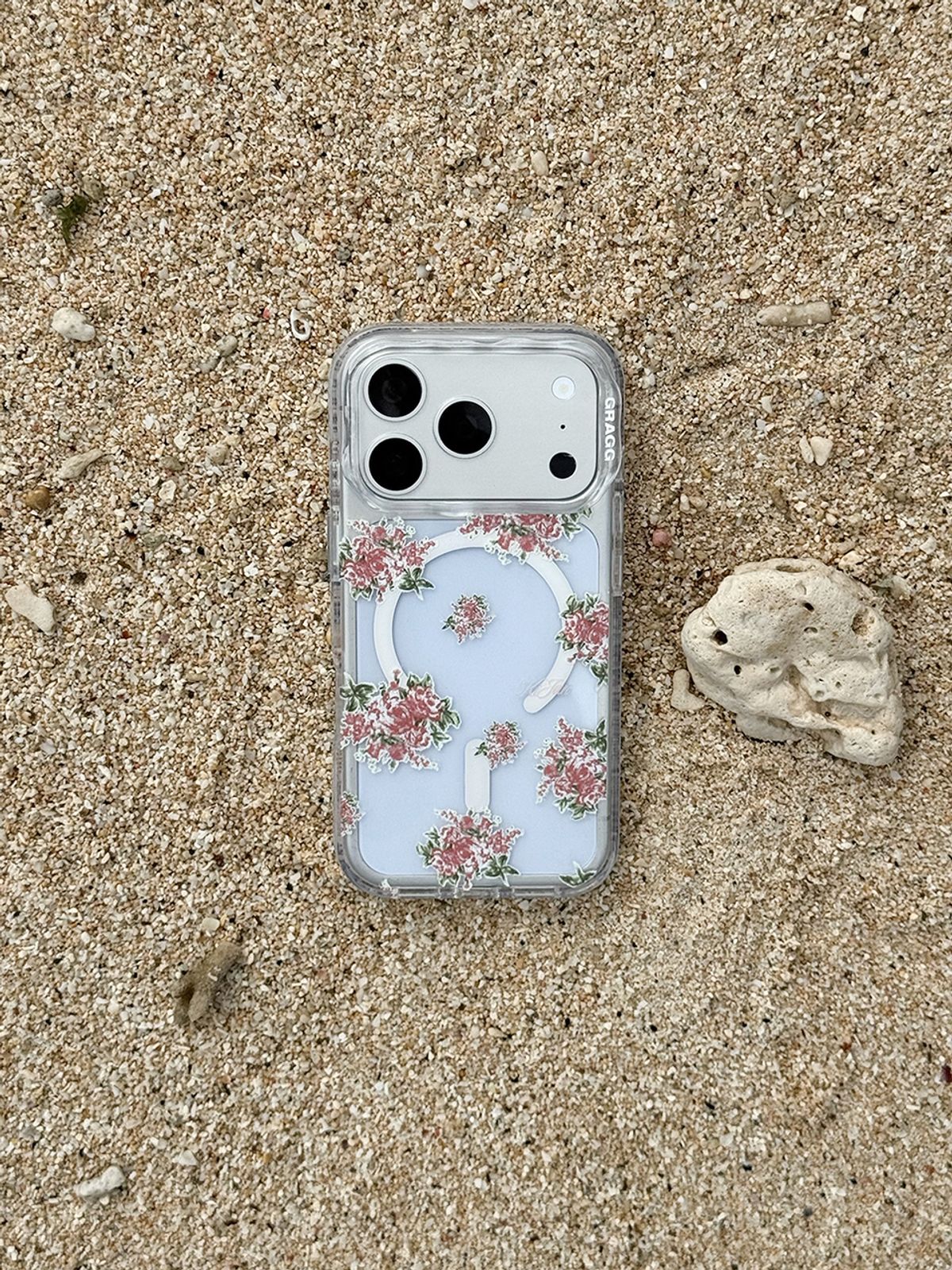 기준(KIJUN) MAGSAFE LAYERS FRAME CASE CLEAR SUNWASHED FLOWER