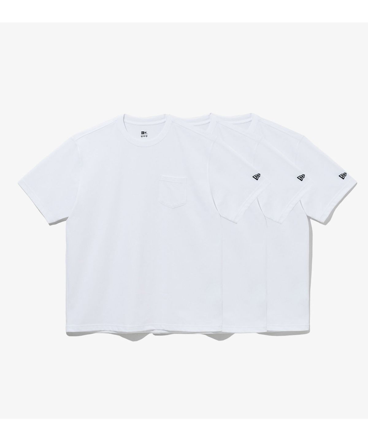 뉴에라(NEW ERA) 에센셜 3팩 포켓 반팔 티셔츠 화이트