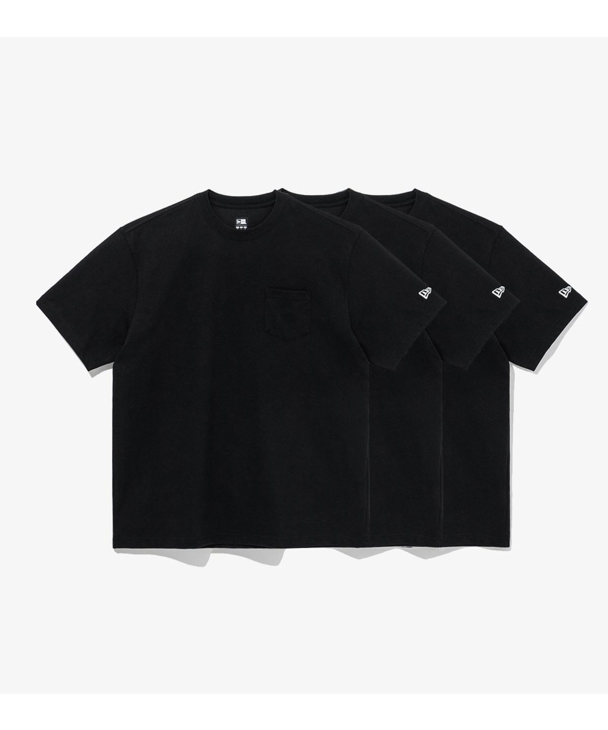 뉴에라(NEW ERA) 에센셜 3팩 포켓 반팔 티셔츠 블랙