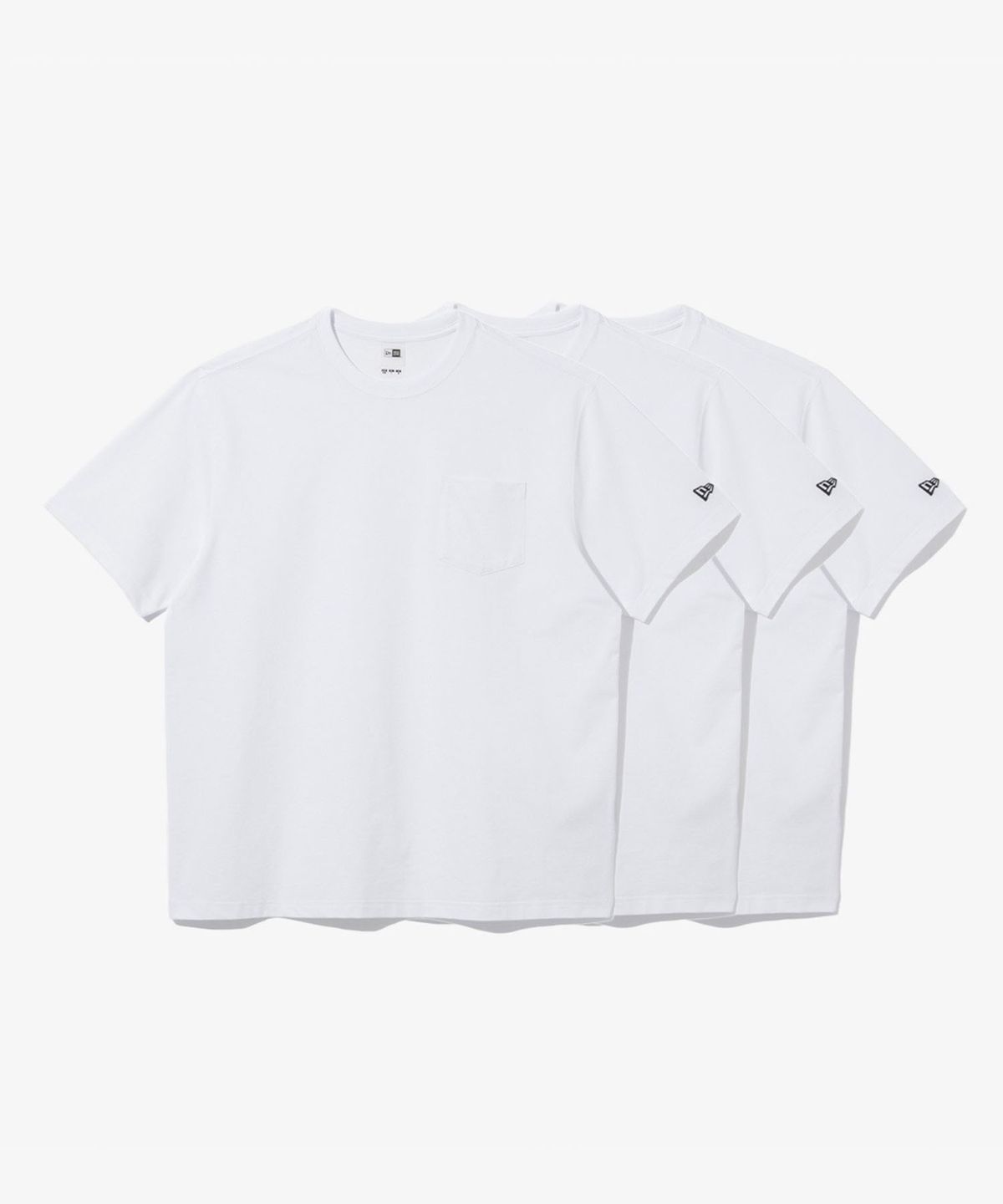 뉴에라(NEW ERA) LIGHTERA 에센셜 3팩 포켓 반팔 티셔츠 화이트
