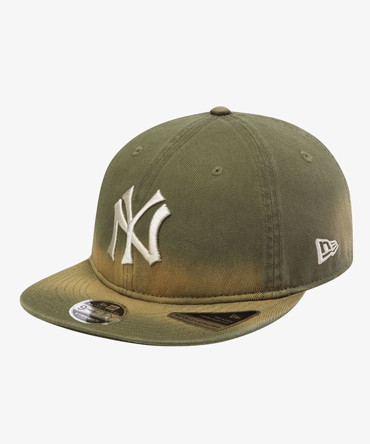 뉴에라(NEW ERA) MLB 뉴욕 양키스 페이디드 워싱 레트로 크라운 스트랩백 뉴 올리브