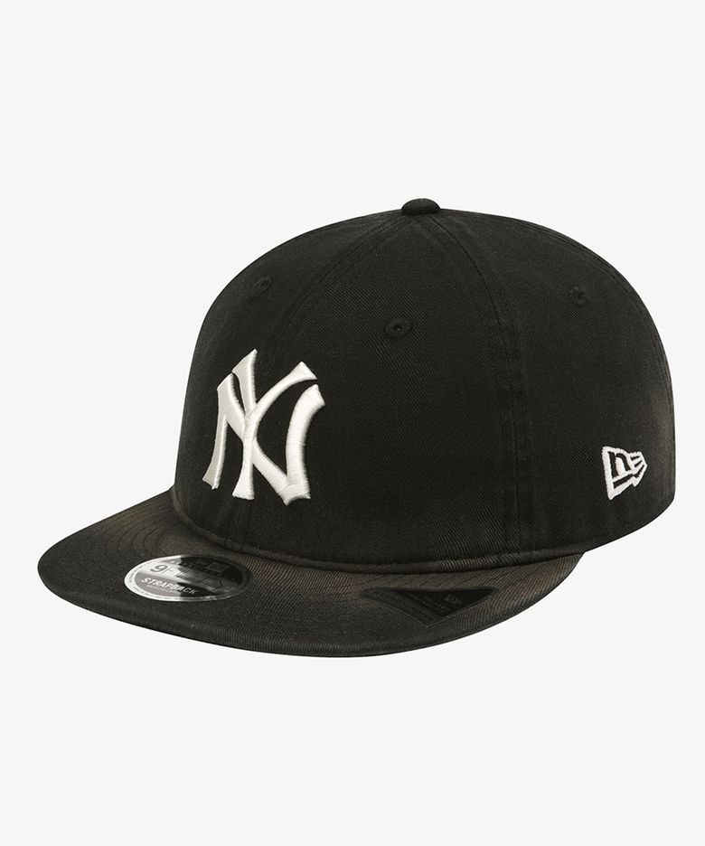 MLB 뉴욕 양키스 페이디드 워싱 레트로 크라운 스트랩백 블랙
